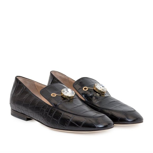 POLLY PLUME Jane Cocco Loafers in Black - Picture 1 of 12
